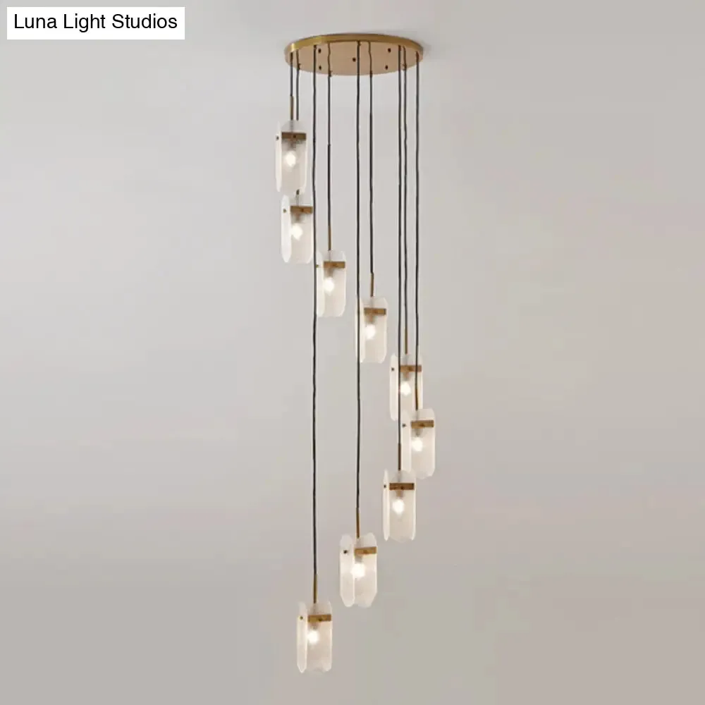 Modern Oval Panel Pendant Light Fixture for Glass Staircase