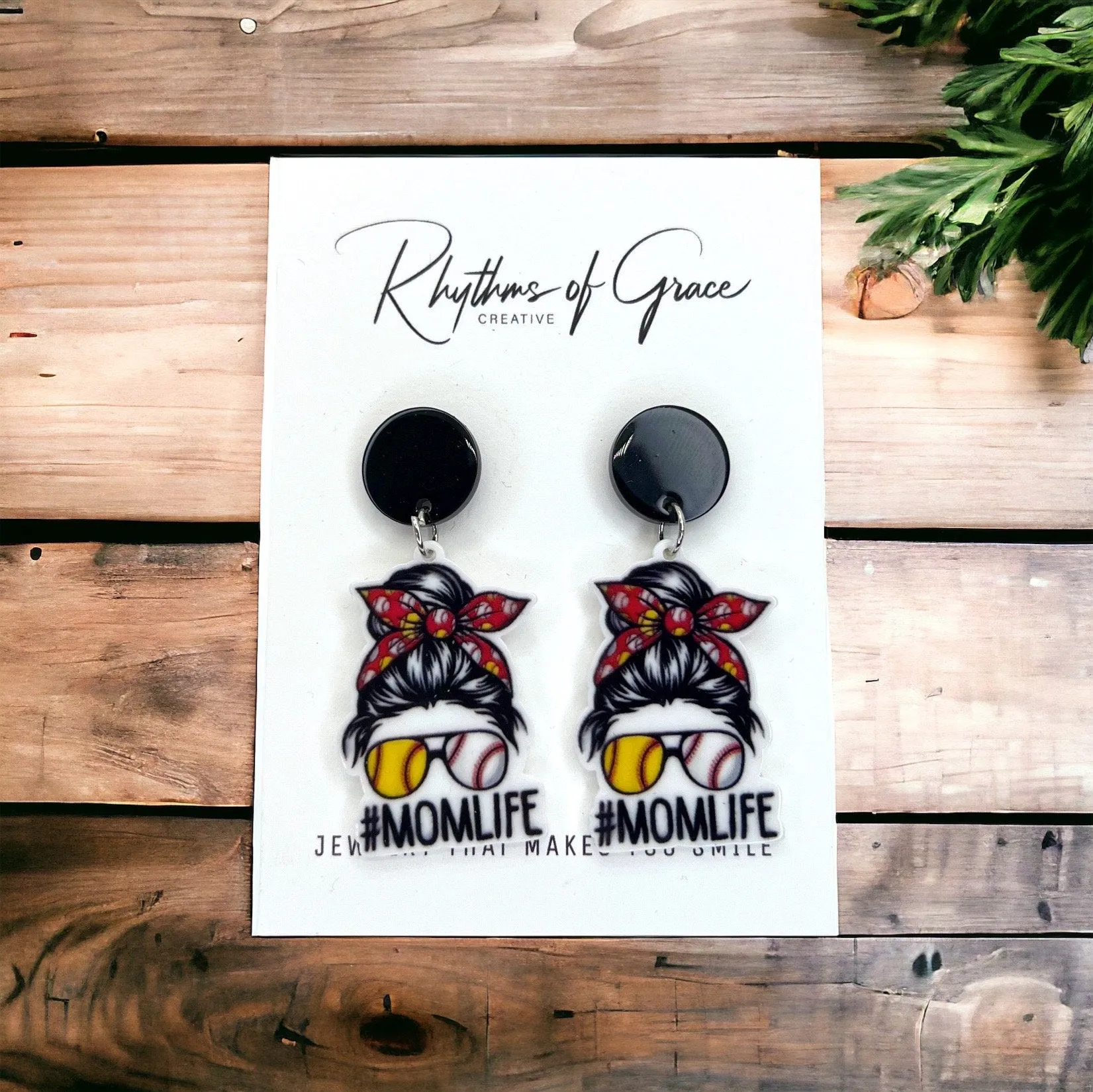 Mom Life Earrings - Handmade Earrings, Baby Shower, Mother’s Day, Mom Earrings, Momma Earrings, Ball Mom, #MomLife, Baseball Mom, Softball