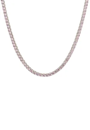 Morganite Tennis Necklace Silver