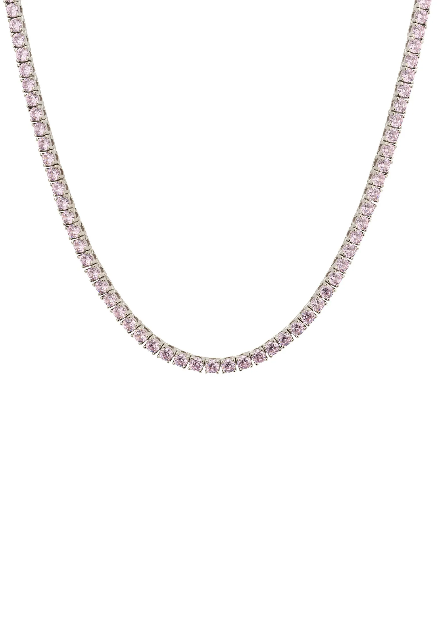 Morganite Tennis Necklace Silver