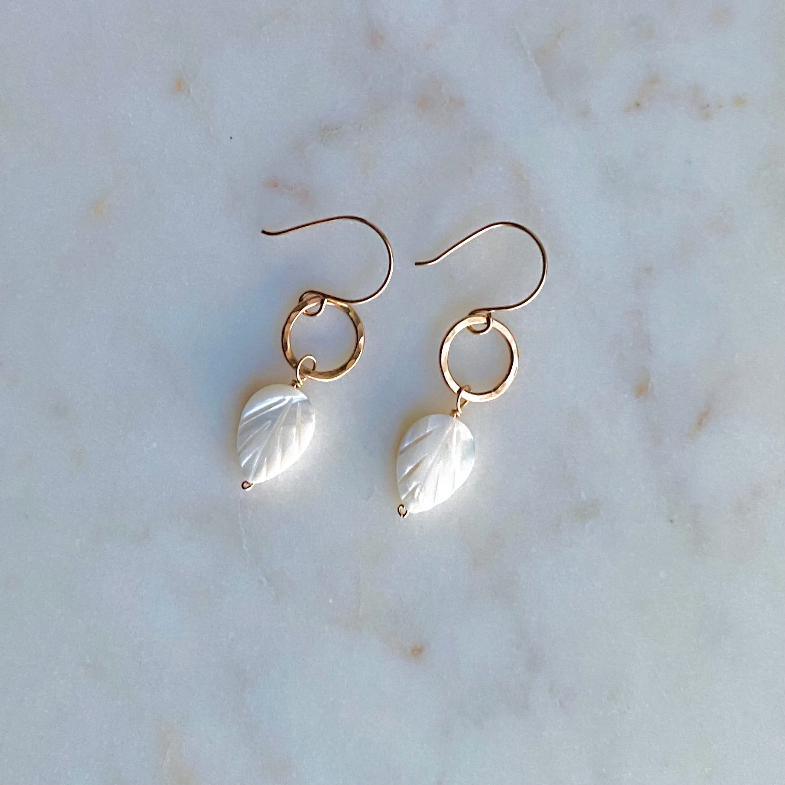 Mother of Pearl Leaf & Hoop Earrings