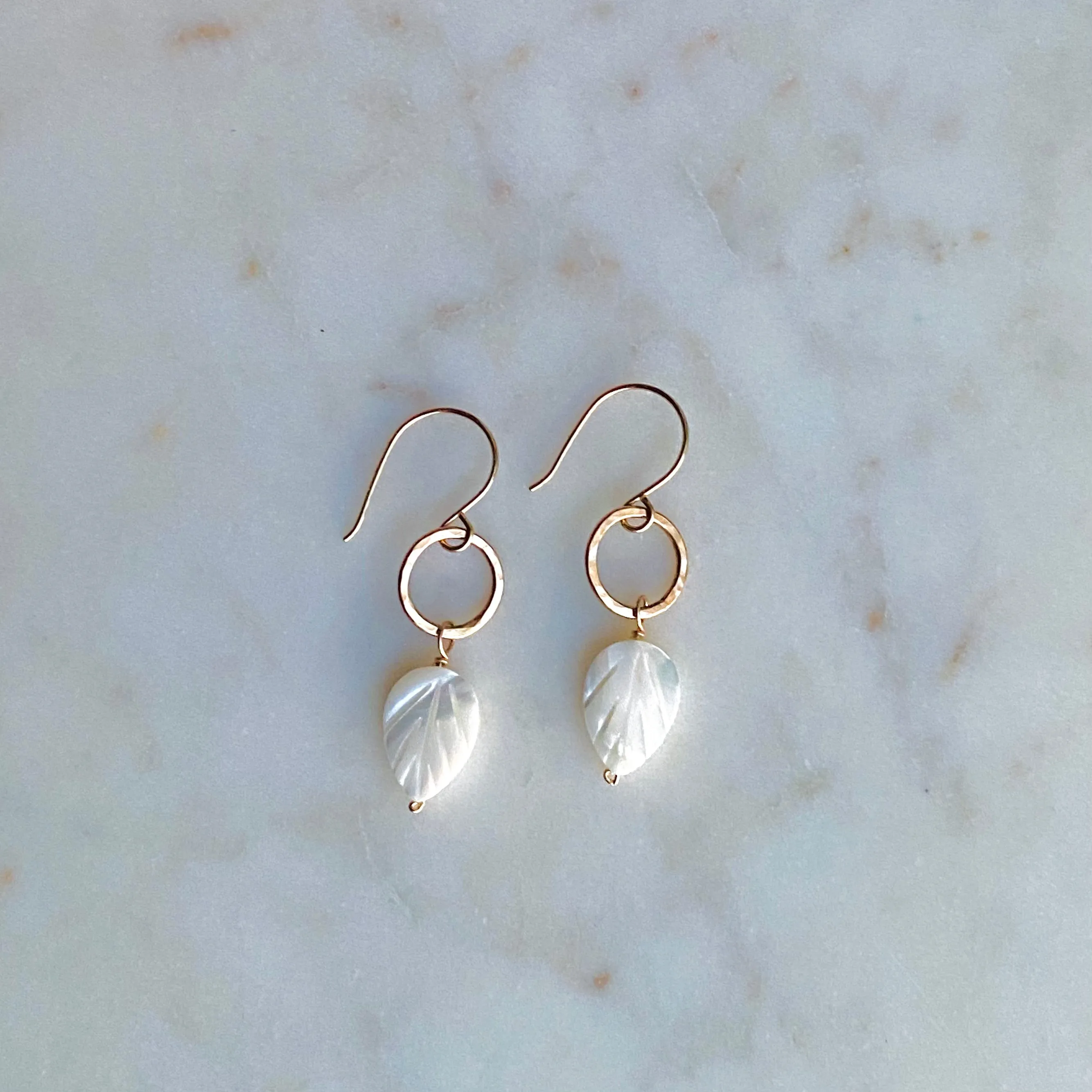 Mother of Pearl Leaf & Hoop Earrings