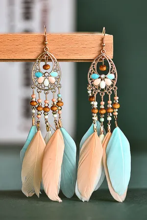 Multicolor Bohemian Hollow-out Feather Tassel Earrings