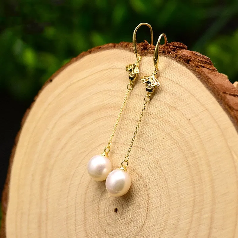 Natural Freshwater Pearl 925 Silver Earrings