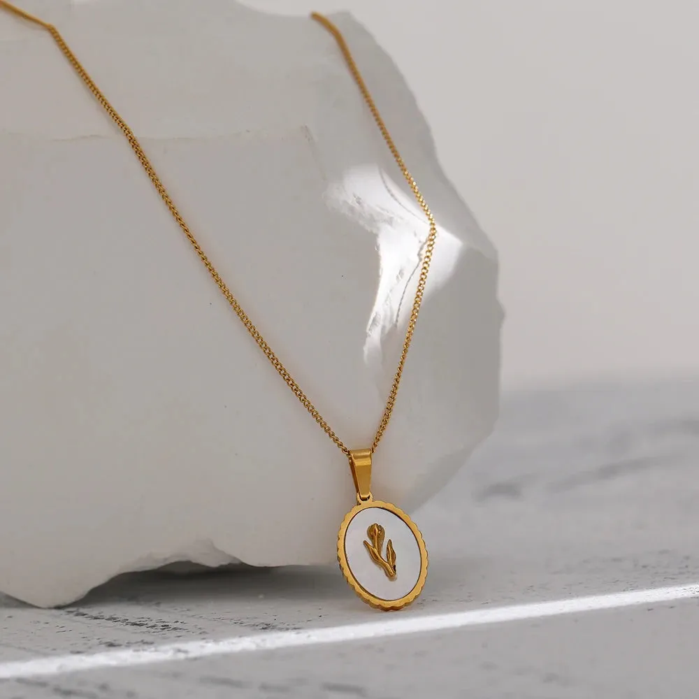 Natural Shell Round Pendant Necklace