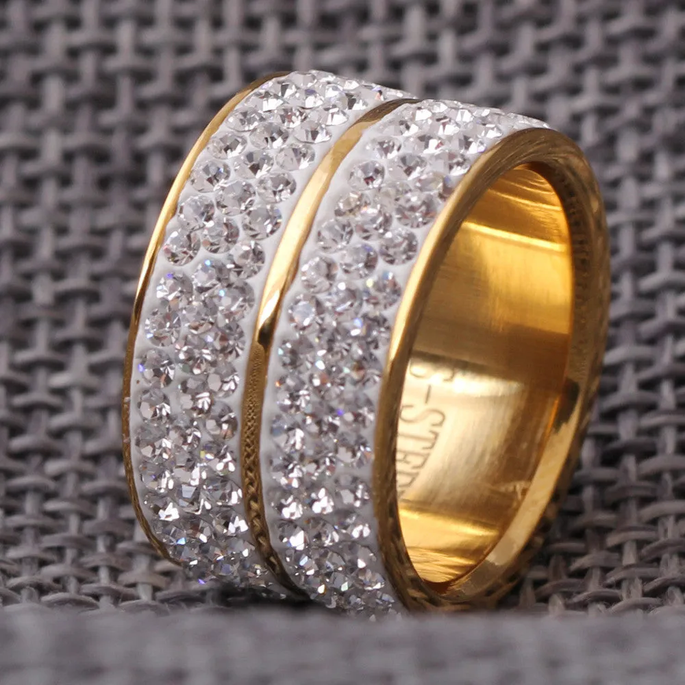 New 18K Gold Plated Classic design Crystal Jewelry Wedding Rings For Women Jewelry