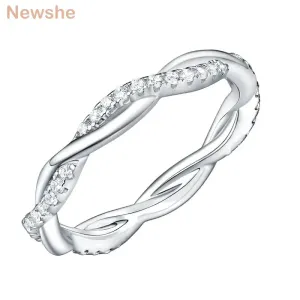 Newshe 925 Sterling Silver Wedding Engagement Ring For Women Twist-Wedding Ring