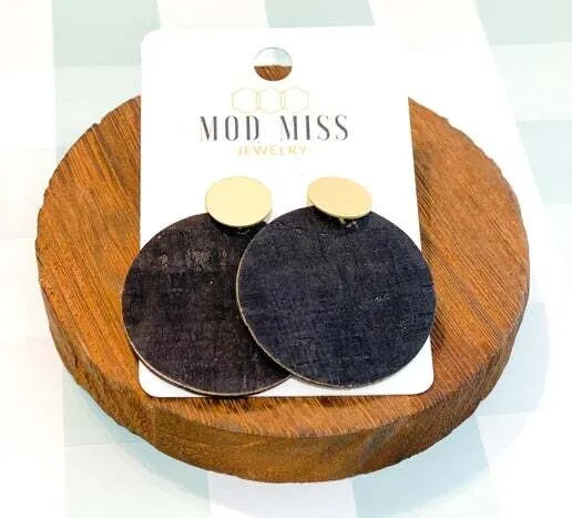 Onyx Whispers Cork Earrings