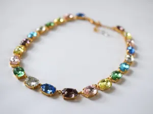 Pastel Crystal Harlequin Collet Necklace - Medium Oval