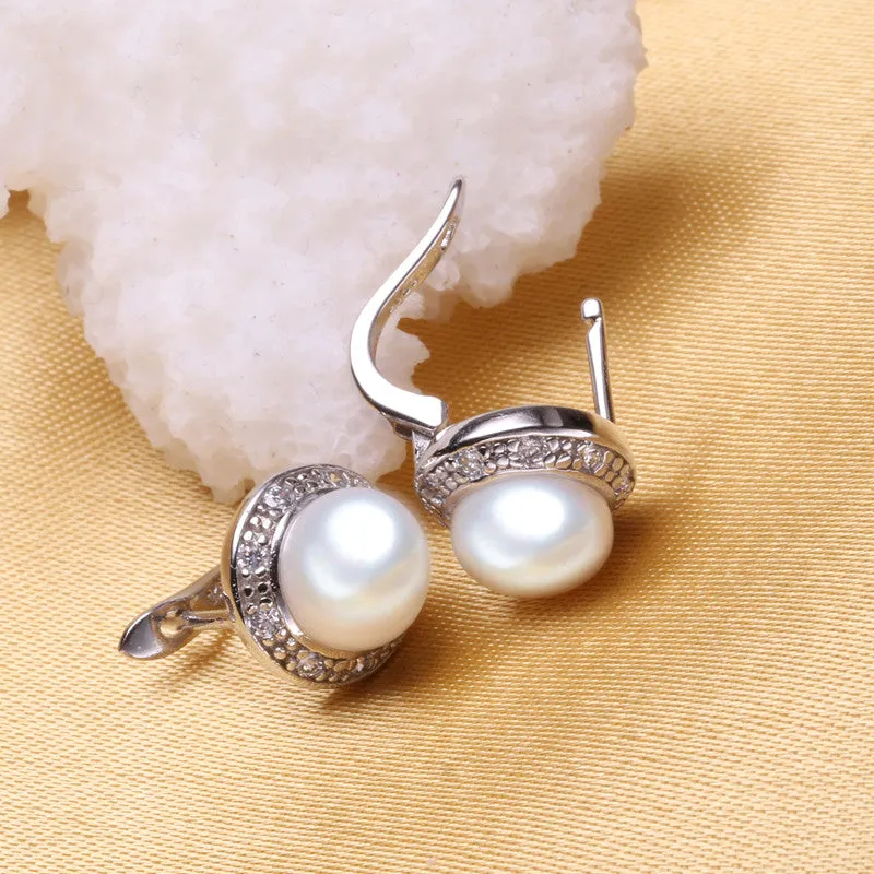 Pearl jewelry natural pearl earrings freshwater pearl earrings for women 925 sterling silver ,new trendy Stud Earrings