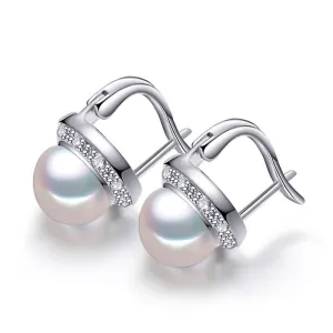 Pearl jewelry natural pearl earrings freshwater pearl earrings for women 925 sterling silver ,new trendy Stud Earrings