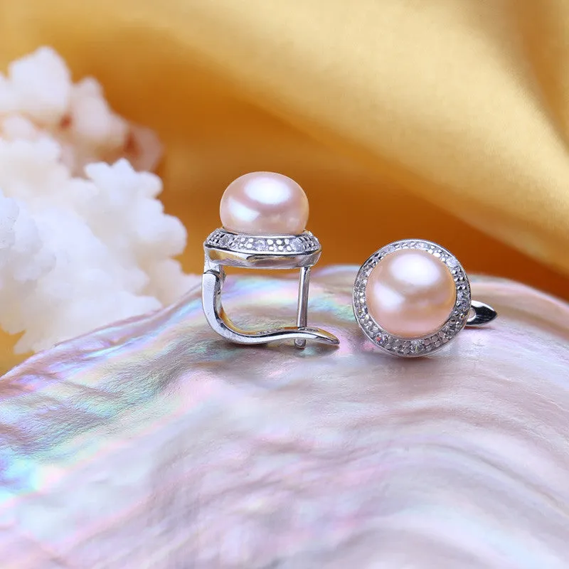 Pearl jewelry natural pearl earrings freshwater pearl earrings for women 925 sterling silver ,new trendy Stud Earrings