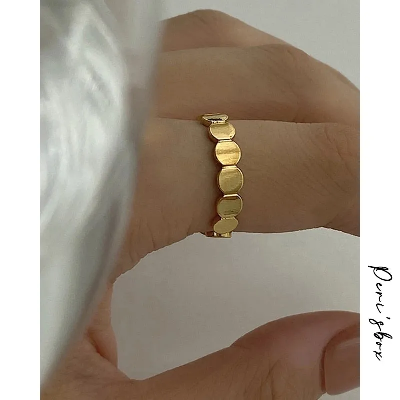 Peri&#39;sBox Gold/Silver Color Linked Circle Rings Round Geometric Rings for Women Minimalist Stacking Rings Adjustable 2020 Trendy