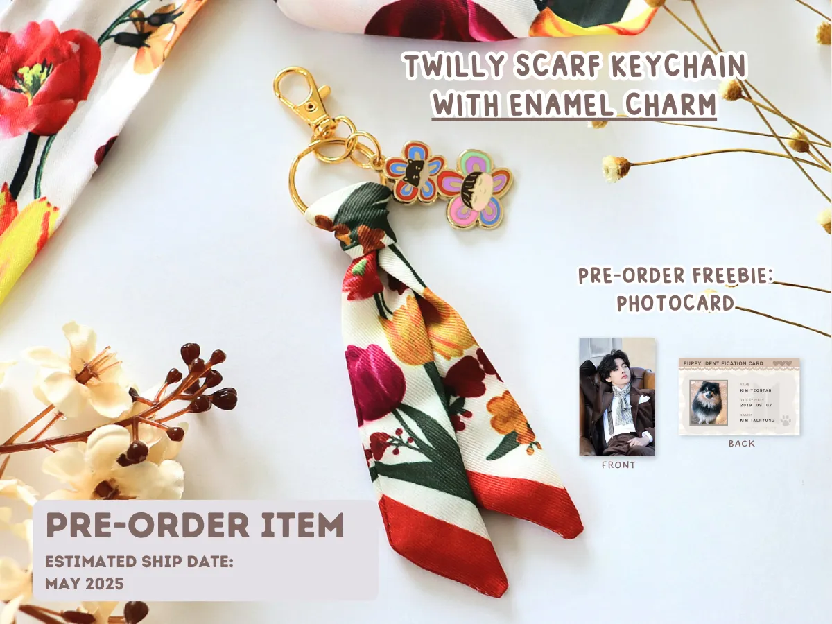 [PRE-ORDER] Yeontan and Taehyung Flower Buddies Mini Twilly Scarf Keychain | Est. Ship Date: May 2025