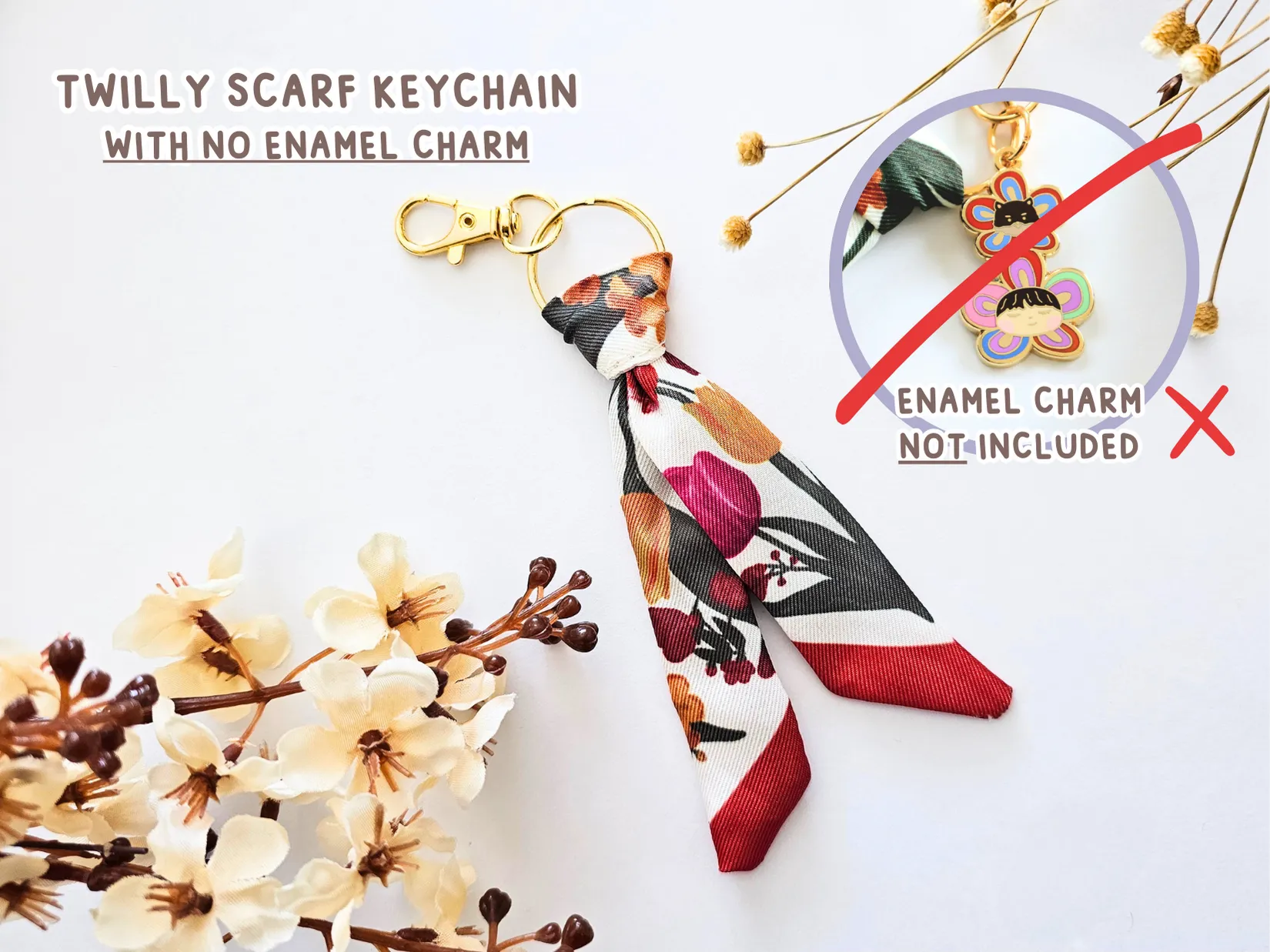 [PRE-ORDER] Yeontan and Taehyung Flower Buddies Mini Twilly Scarf Keychain | Est. Ship Date: May 2025