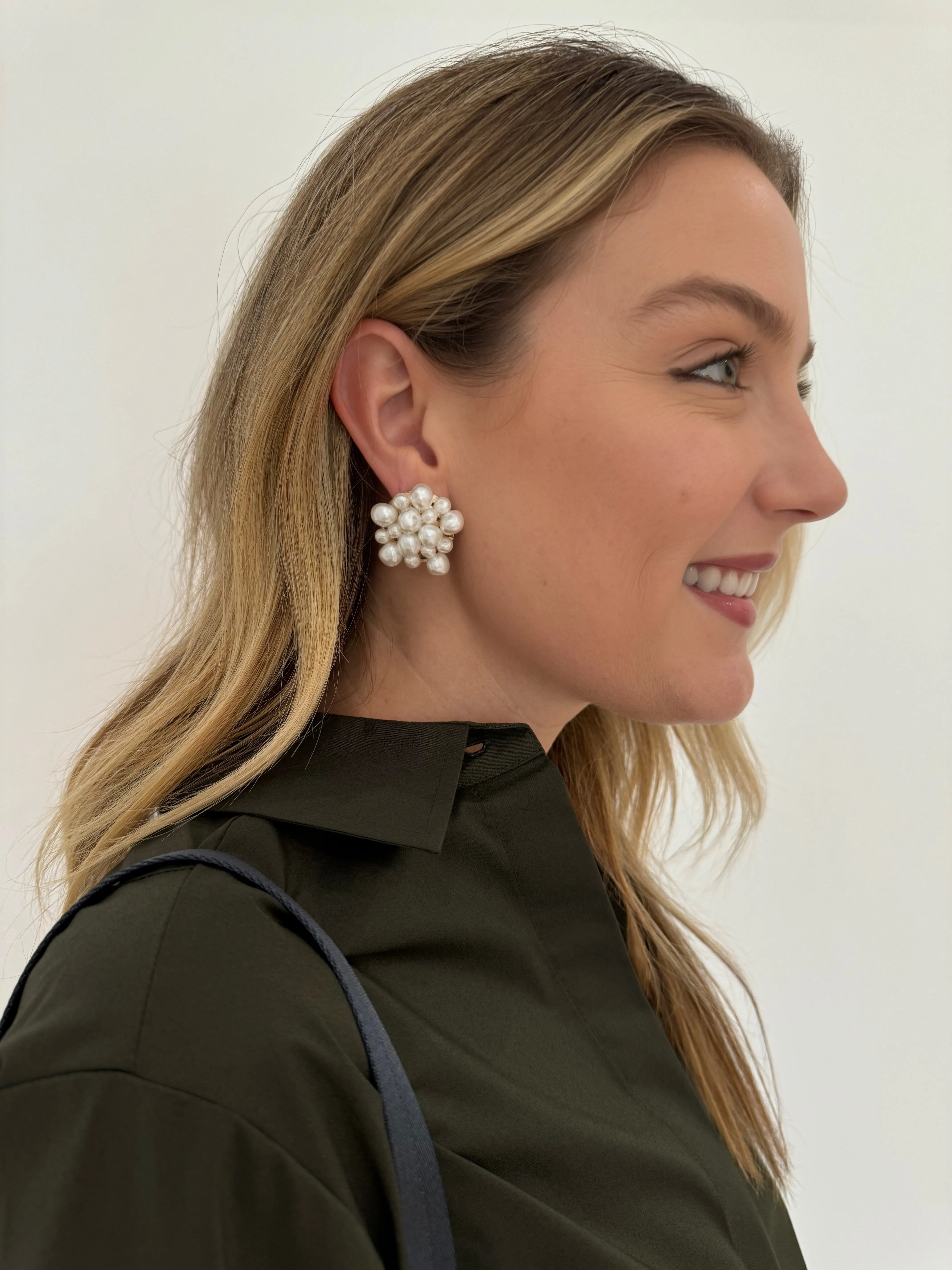 Prudence Jumbo Pearl Cluster Stud Earrings