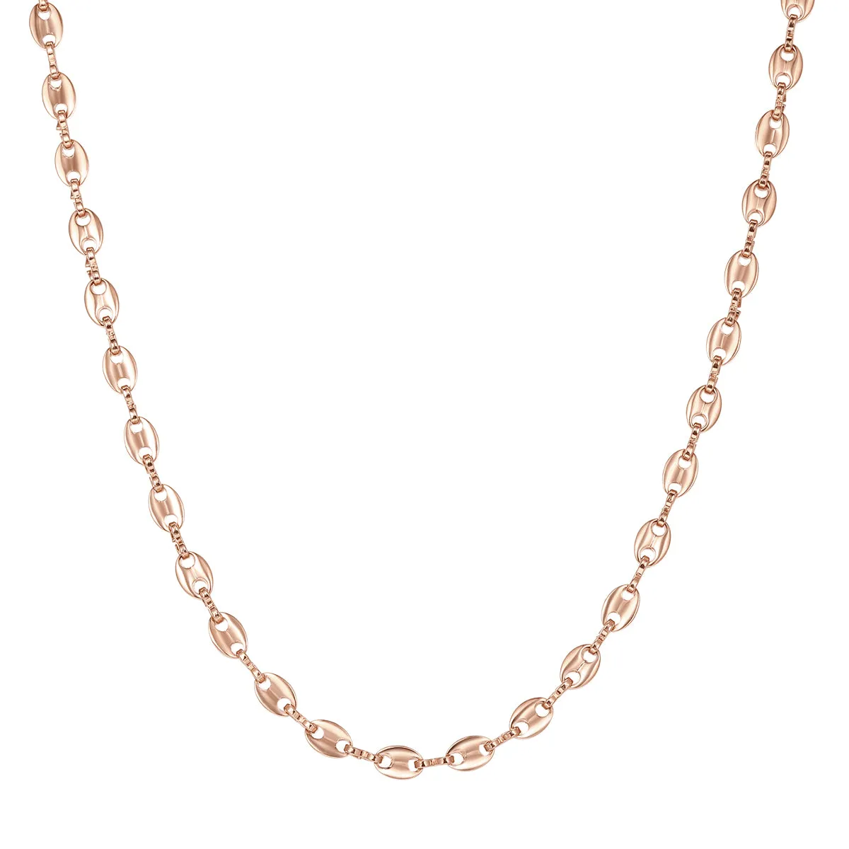 Puffed Mariner Chain Necklace Rose Gold