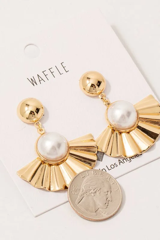 Ramone Pearl Stud Fan Earrings