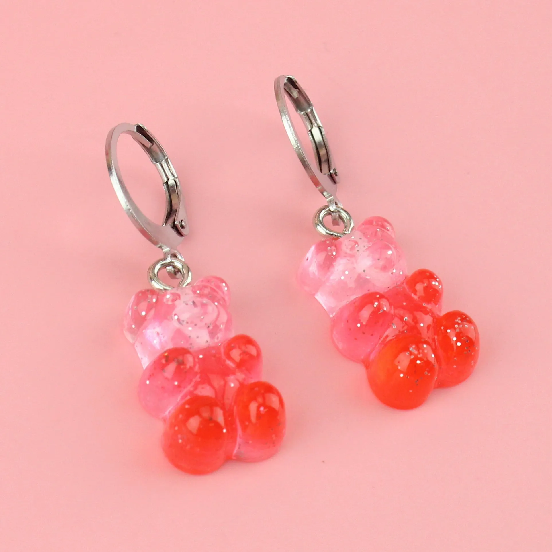 Raspberry and Strawberry Gummy Bear Earrings