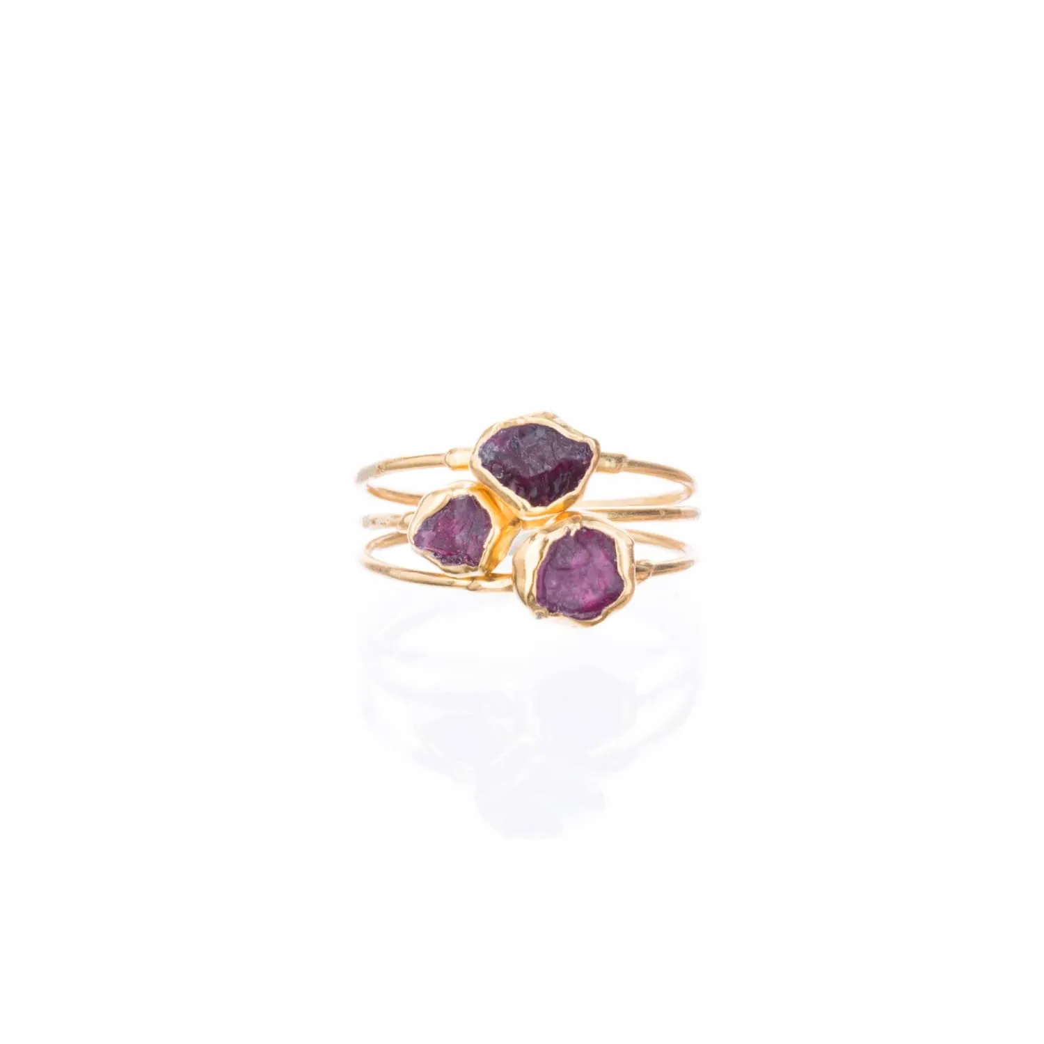 Raw Ruby Ring for Women in Sterling Silver