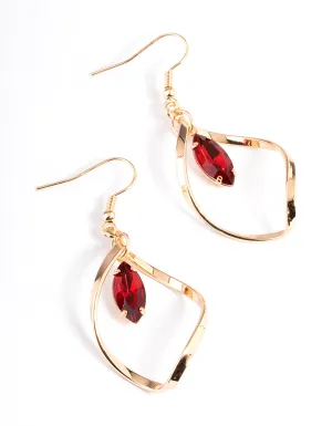 Red Marquise Open Twist Drop Earrings