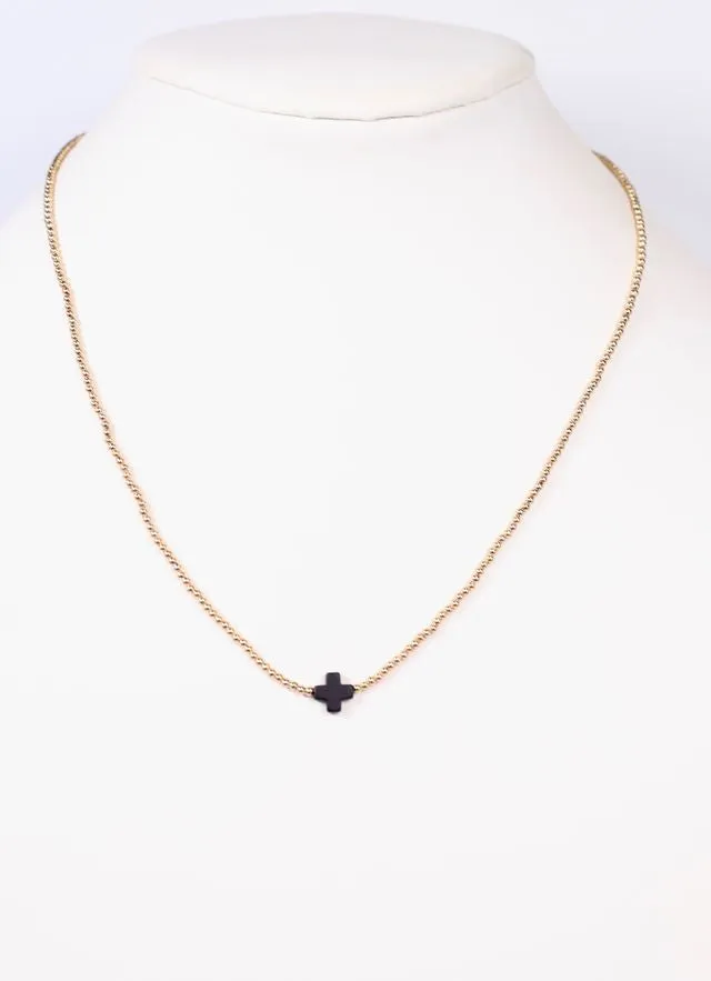 Rink Necklace with Cross BLACK