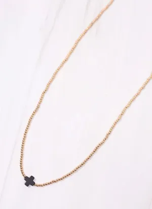 Rink Necklace with Cross BLACK