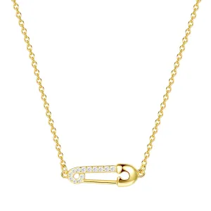 Safety Pin Pendant Necklace Sterling Silver Gold