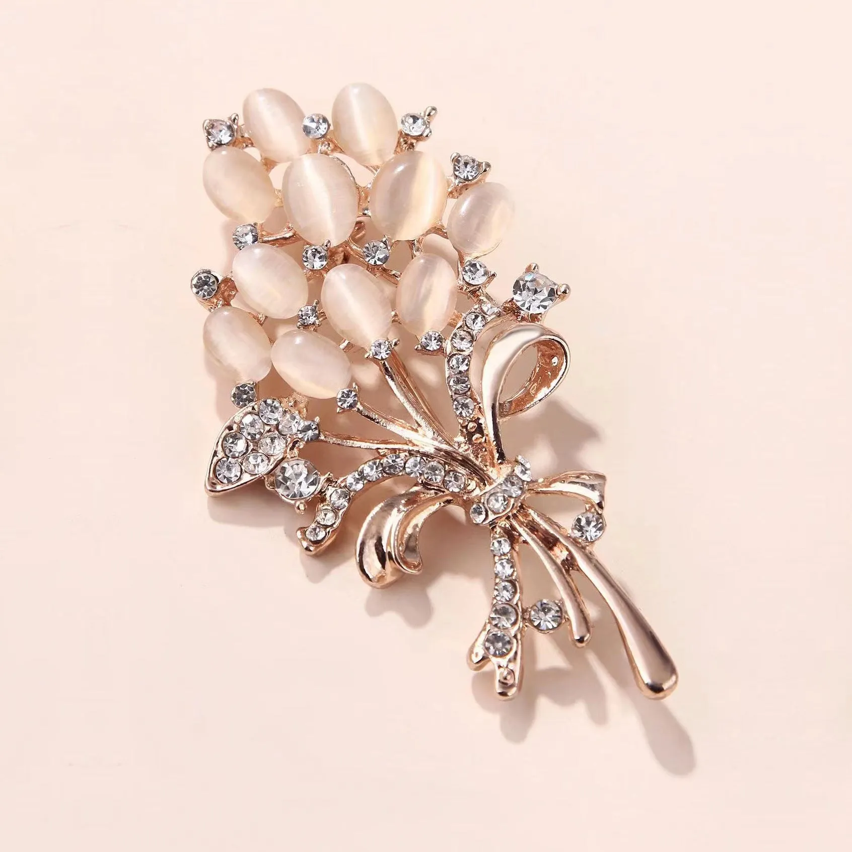 SB395 - Rose Gold Floral Brooch