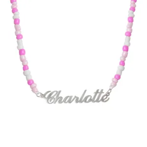 Seed Beads Pink Name Necklace