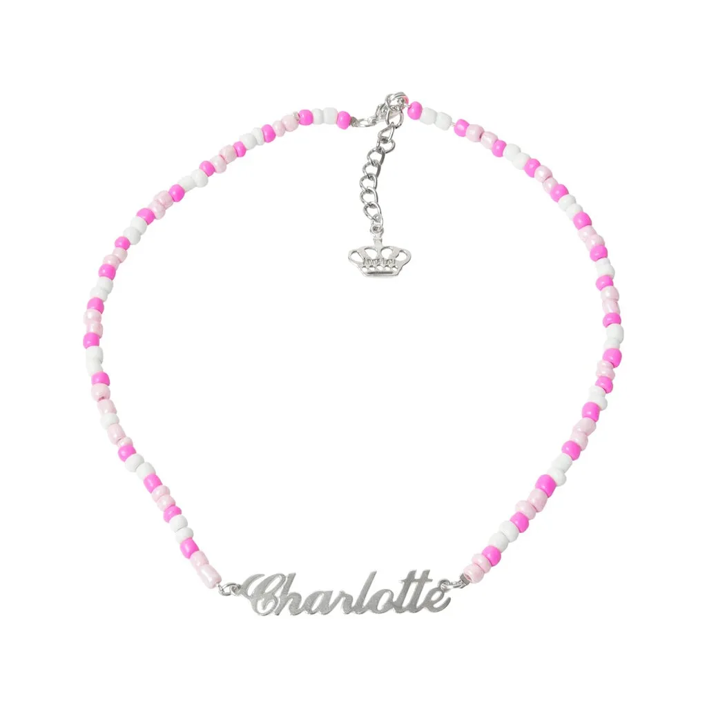 Seed Beads Pink Name Necklace