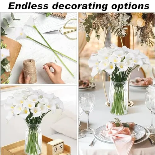 SILENCIO Calla Lily for DIY Bridal Wedding Bouquet Real Touch Rubber Flower Flowers Bunch Fake Calla Lily Flowers for Wedding Dining Table Centerpieces Kitchen Home Decor Excellent Gift Idea (10)