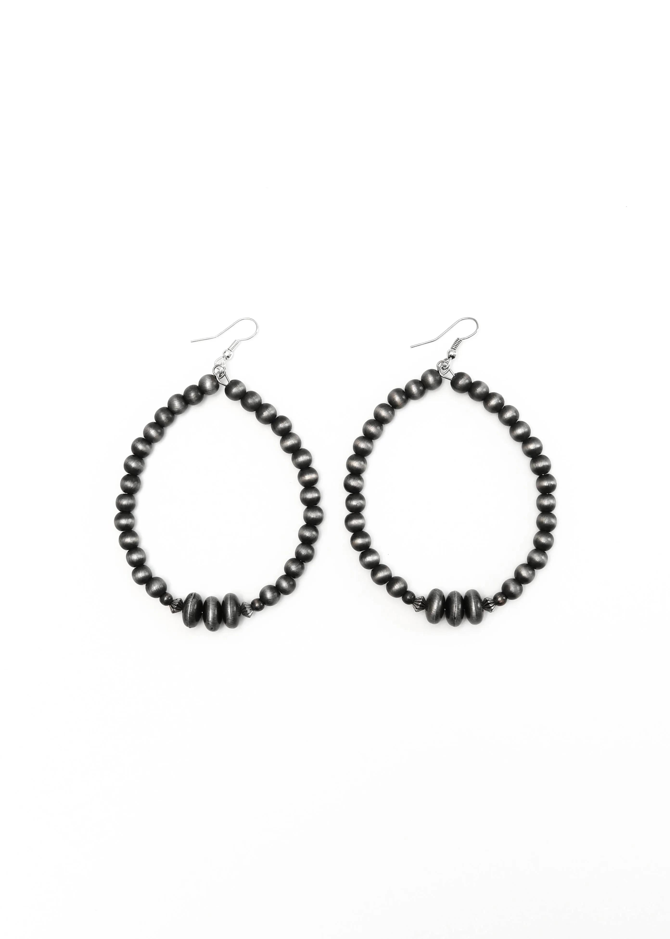 Silver Pearl Dangle Hoop Earrings