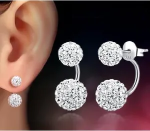 Silver plated fashionable shiny Shambhala ladies`stud earrings