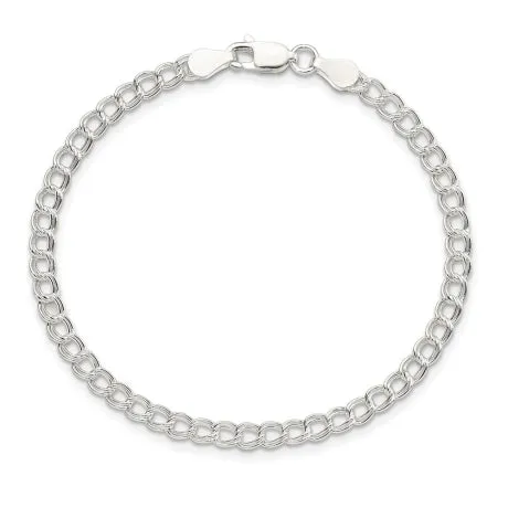 Sterling Silver 3.5mm Double Link Charm Bracelet