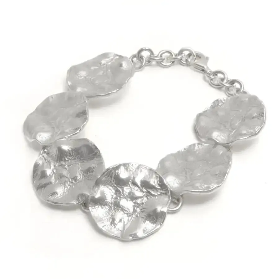 Sterling Silver Triple Texturized Circles Bracelet - Elephant's Skin Collection