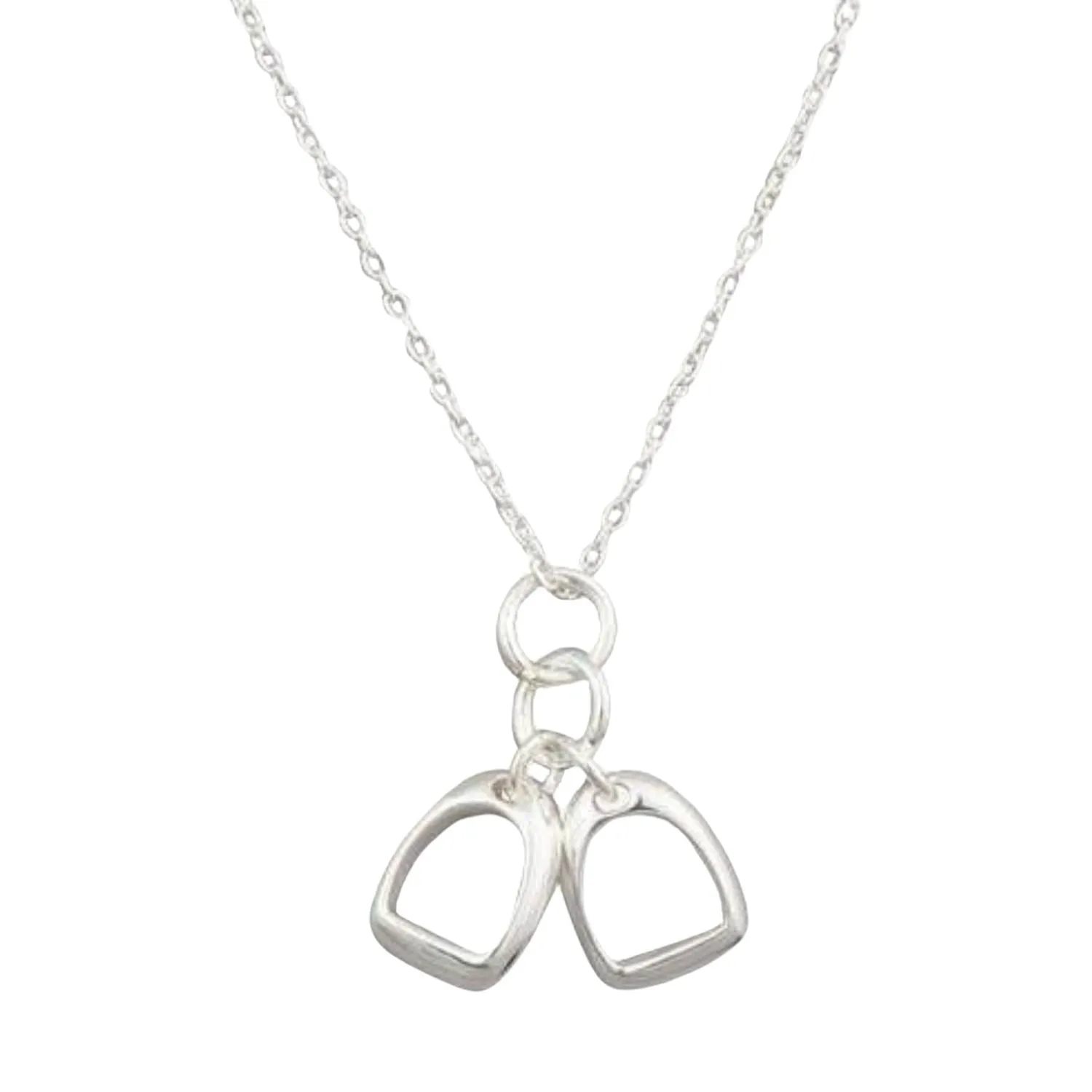 Sterling Silver Two Stirrup Charm Necklace