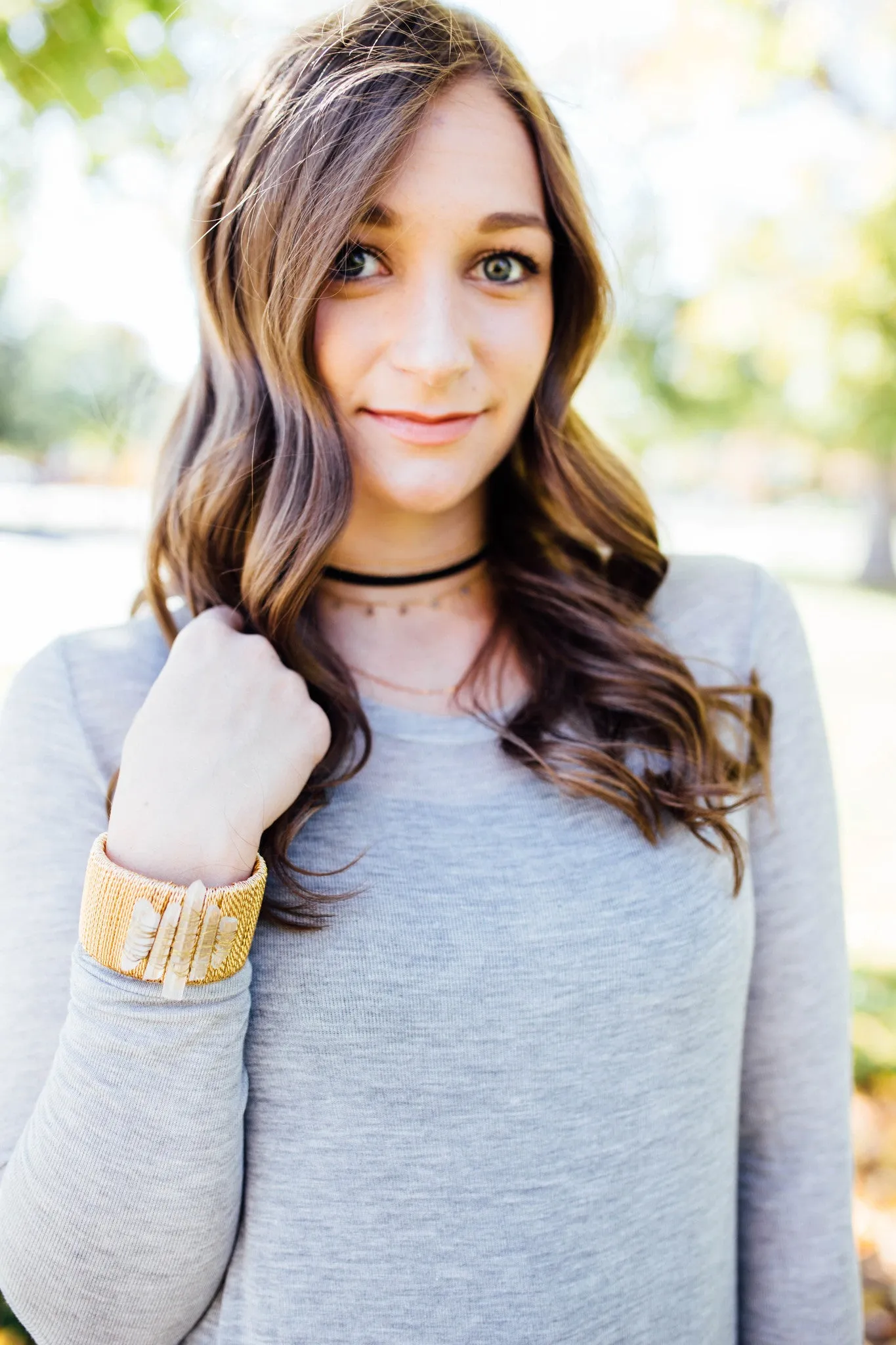 Suede Choker with Three Chains