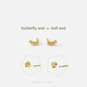 Super Tiny Climber Earrings,  Unisex, Gold, Silver SHEMISLI - SS078 Butterfly End, SS769 Screw Ball End (Type A) LR