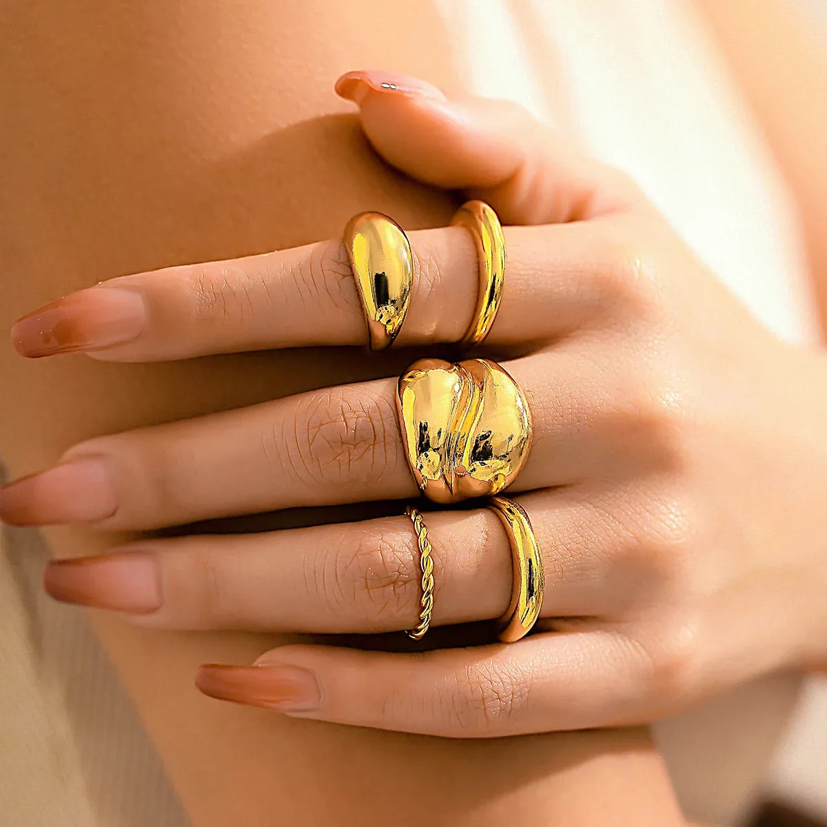 TEEK - 5 Piece Chunky Open Cuff Rings