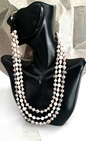 Three 3 Strand Freshwater Pearl Necklace