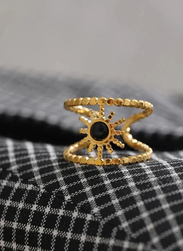 Trendy 18k gold plated Sun Flower Ring