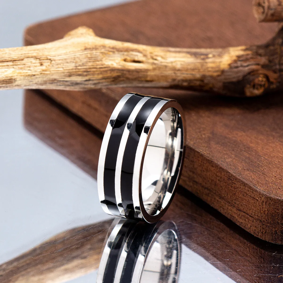 Trendy Titanium Steel Rings Set for Couples - Unique Japanese and Korean Inspired Design