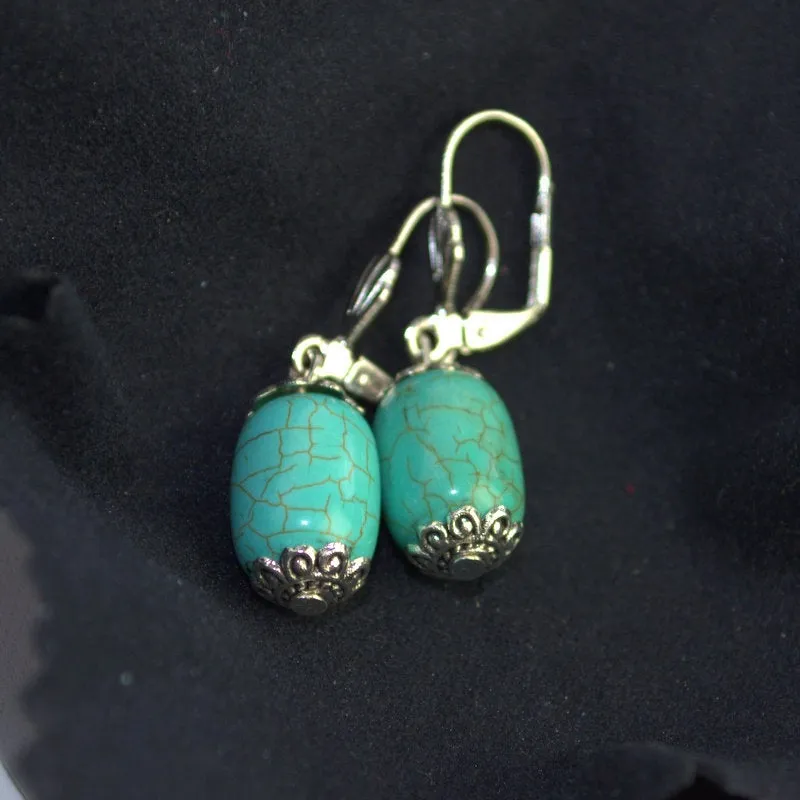 Turquoise drop earrings Gemstone Jewelry Dangle Drop Earrings Vintage Summer Boho Earrings Turquoise Jewelry fashionable blue earrings