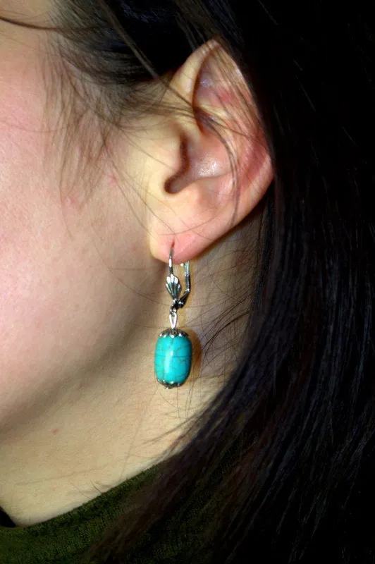 Turquoise drop earrings Gemstone Jewelry Dangle Drop Earrings Vintage Summer Boho Earrings Turquoise Jewelry fashionable blue earrings