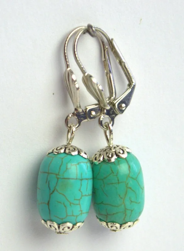 Turquoise drop earrings Gemstone Jewelry Dangle Drop Earrings Vintage Summer Boho Earrings Turquoise Jewelry fashionable blue earrings