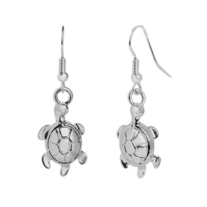 Turtle Dangle Earrings - Silver