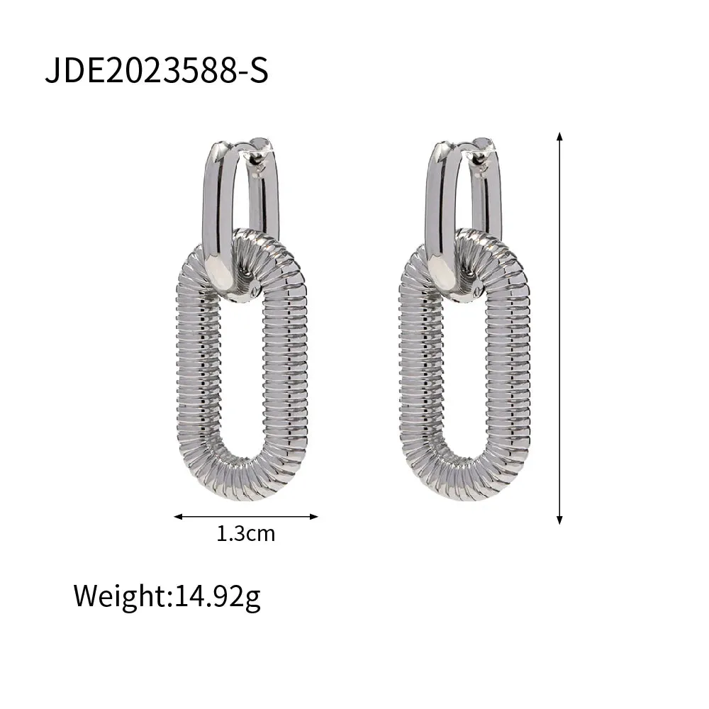 VAIGE Exaggerated 18K Plated Stainless Steel Round Drop Earrings - Fashionable Charm Jewelry Gift