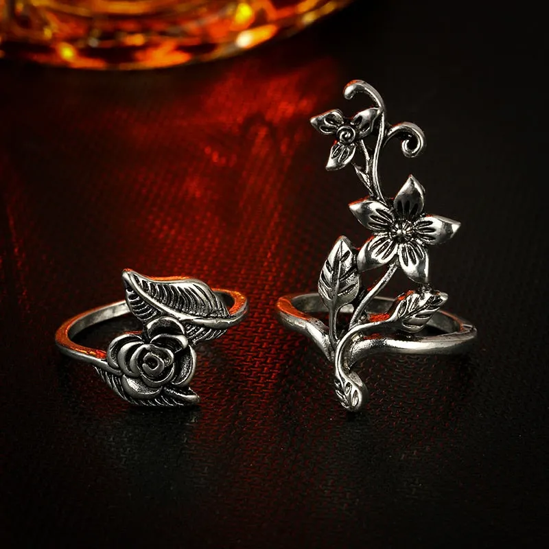 Vintage Rose Flower Bohemia Antique Rings