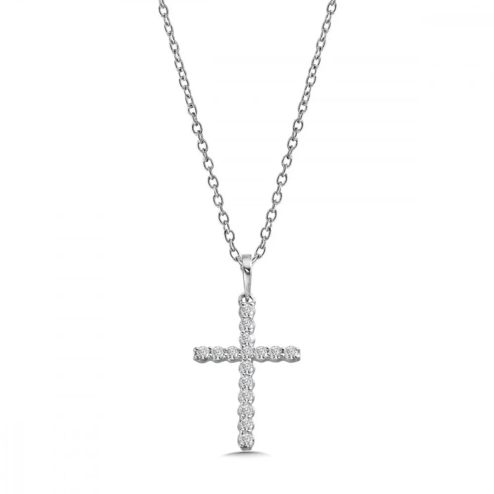 White Gold Diamond Cross Pendant